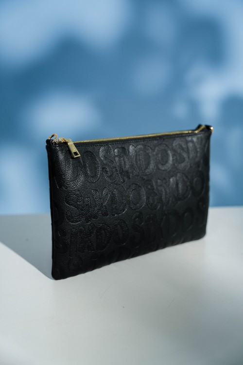 Sixdo Black Sixdo Pattern Letterpress Clutch Bag